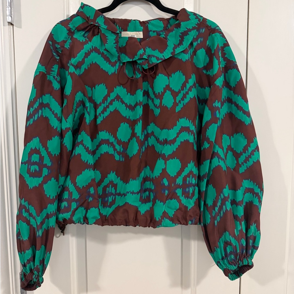 Ulla Johnson Brown and Green Patterned Top